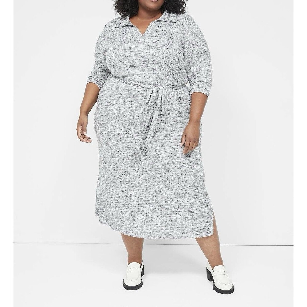 Lane Bryant Long-Sleeve Polo Midi Sweater Dress Size 26/28 CR6177